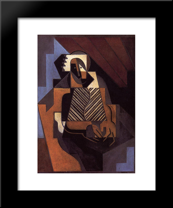 Seated Peasant Woman 20x24 Black Modern Wood Framed Art Print Poster by Gris, Juan