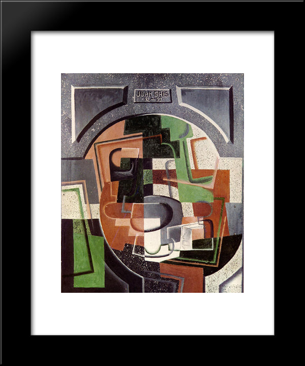 Still Life On Plaque 20x24 Black Modern Wood Framed Art Print Poster by Gris, Juan