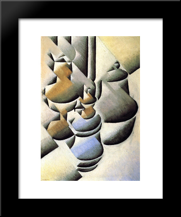 Still Life With Oil Lamp 20x24 Black Modern Wood Framed Art Print Poster by Gris, Juan