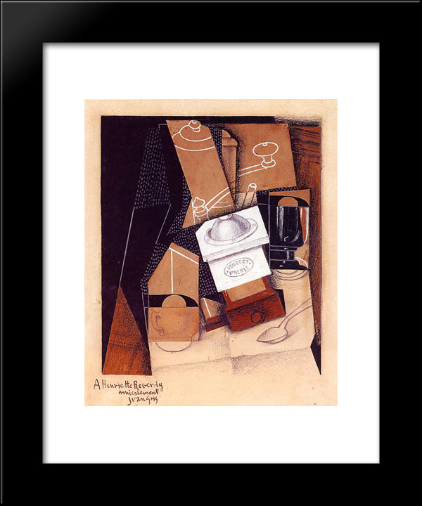 The Coffee Grinder 20x24 Black Modern Wood Framed Art Print Poster by Gris, Juan