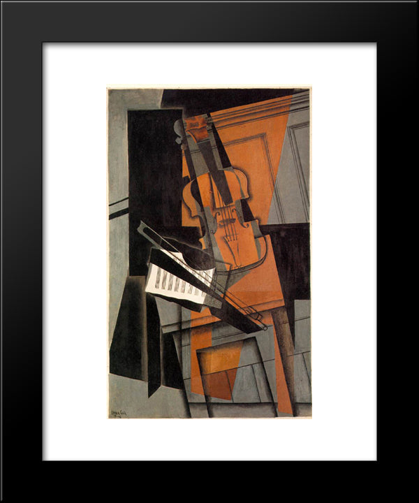 The Violin 20x24 Black Modern Wood Framed Art Print Poster by Gris, Juan