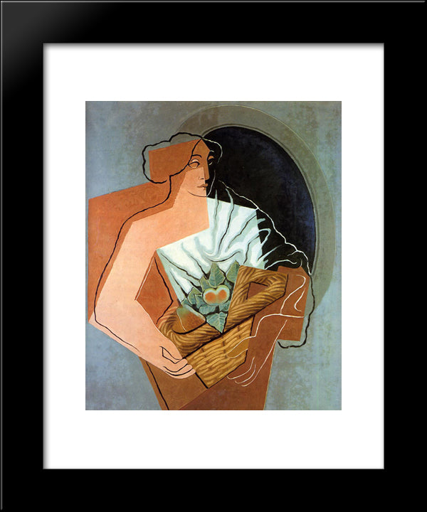 Woman With Basket 20x24 Black Modern Wood Framed Art Print Poster by Gris, Juan