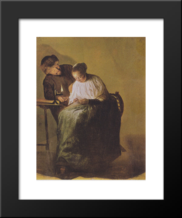 A Man Offers A Young Girl Money 20x24 Black Modern Wood Framed Art Print Poster by Leyster, Judith