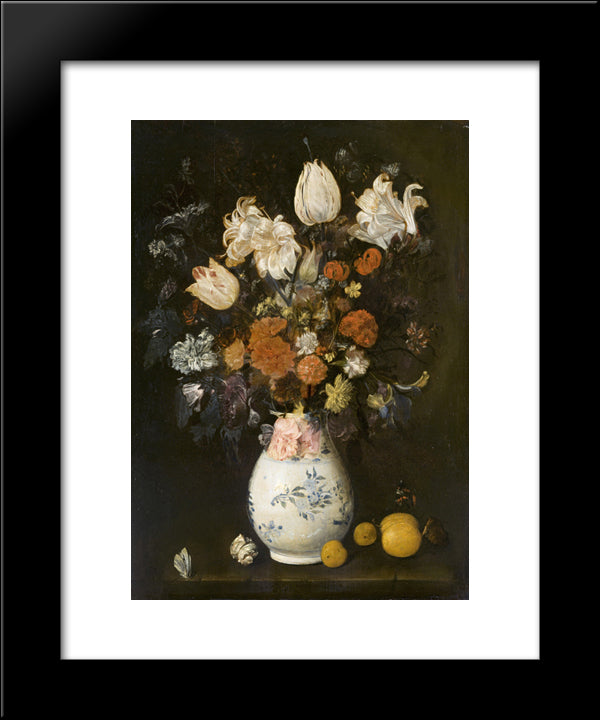 Flowers In A Vase 20x24 Black Modern Wood Framed Art Print Poster by Leyster, Judith