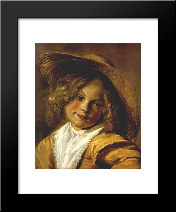 Girl With A Straw Hat 20x24 Black Modern Wood Framed Art Print Poster by Leyster, Judith