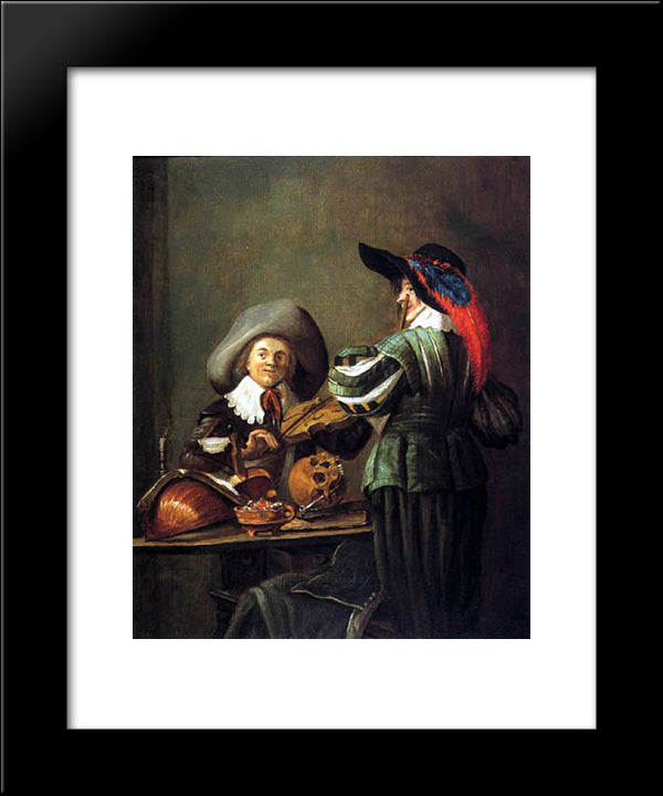 Two Musicians 20x24 Black Modern Wood Framed Art Print Poster by Leyster, Judith