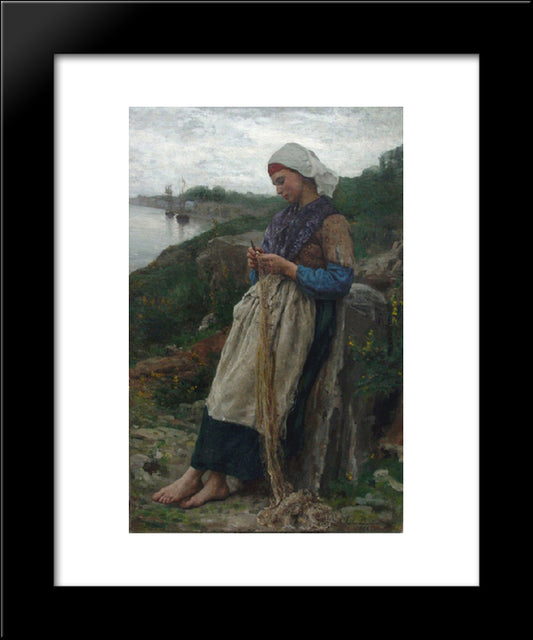 A Fisherman'S Daughter 20x24 Black Modern Wood Framed Art Print Poster by Breton, Jules