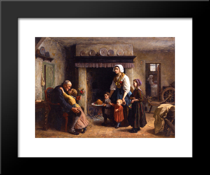 A Party For Grandfather 20x24 Black Modern Wood Framed Art Print Poster by Breton, Jules