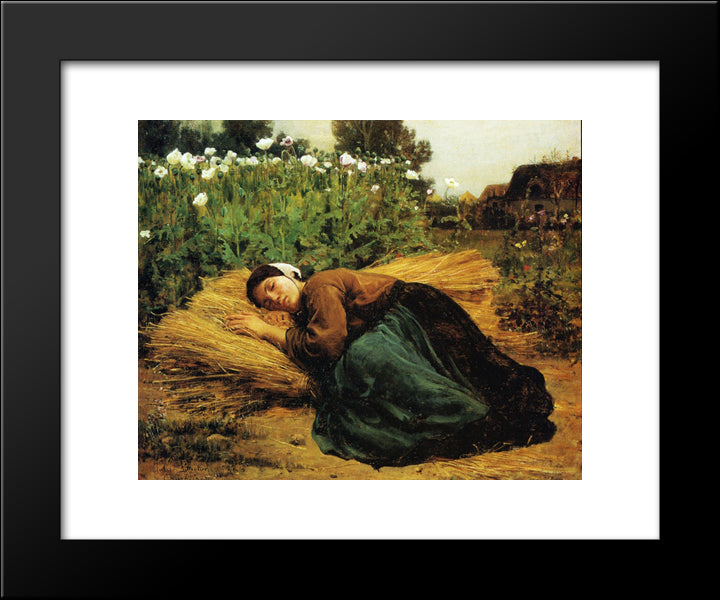 A Rest In The Fields 20x24 Black Modern Wood Framed Art Print Poster by Breton, Jules