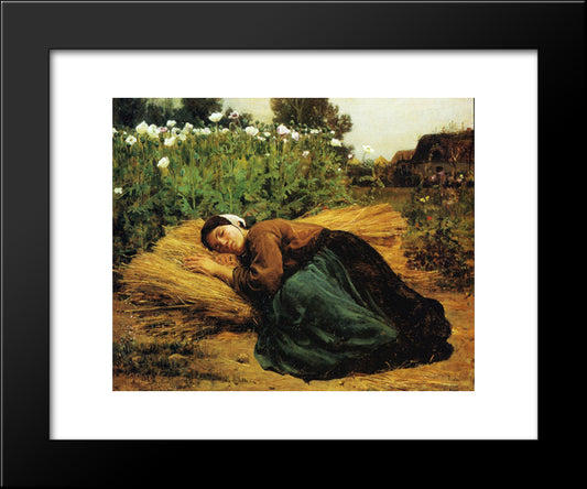 A Rest In The Fields 20x24 Black Modern Wood Framed Art Print Poster by Breton, Jules
