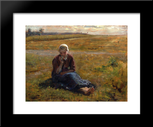Afternoon Repast 20x24 Black Modern Wood Framed Art Print Poster by Breton, Jules