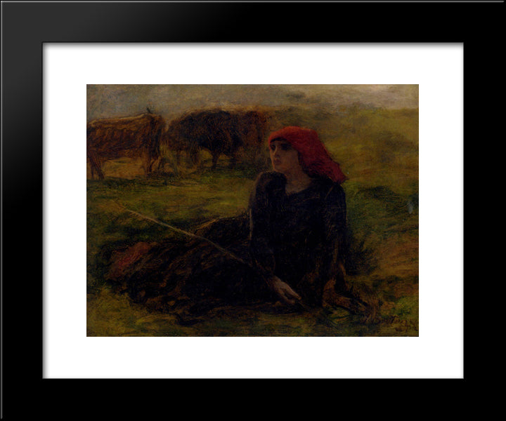 Bergere Dans Un Pre 20x24 Black Modern Wood Framed Art Print Poster by Breton, Jules