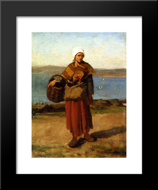Fisherwoman, Douarnenez 20x24 Black Modern Wood Framed Art Print Poster by Breton, Jules