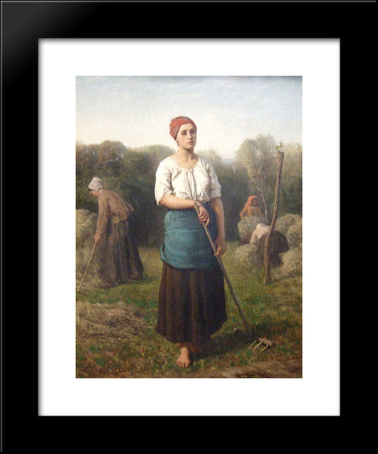 Girl With A Rake 20x24 Black Modern Wood Framed Art Print Poster by Breton, Jules