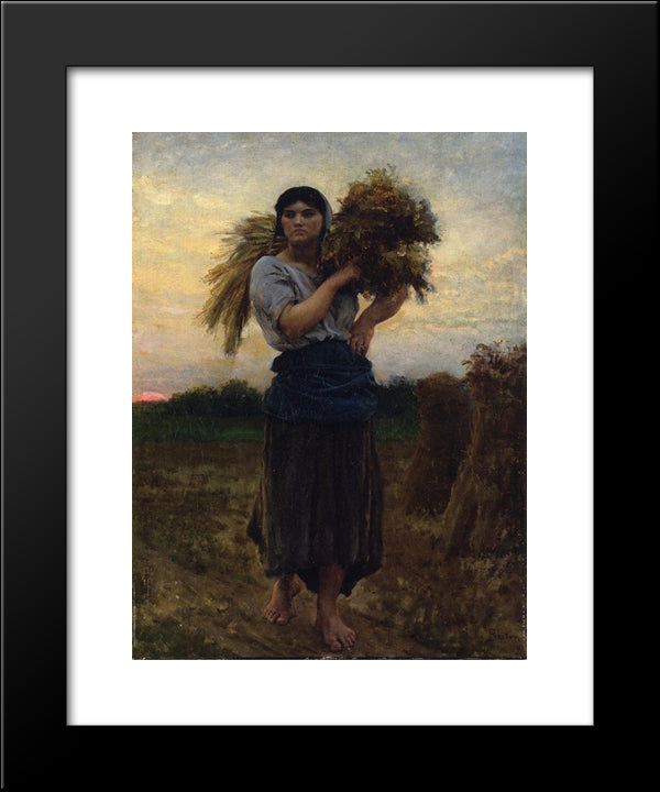 In The Fields, Evening 20x24 Black Modern Wood Framed Art Print Poster by Breton, Jules