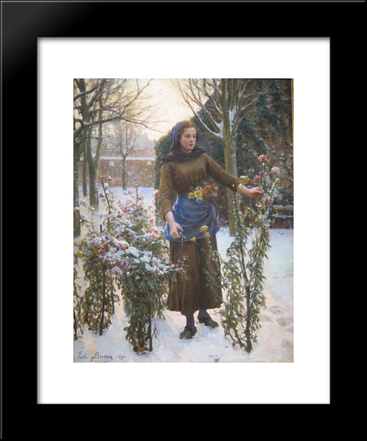 Last Flowers 20x24 Black Modern Wood Framed Art Print Poster by Breton, Jules