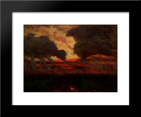 Les Corbeaux, Soir D'Orage 20x24 Black Modern Wood Framed Art Print Poster by Breton, Jules