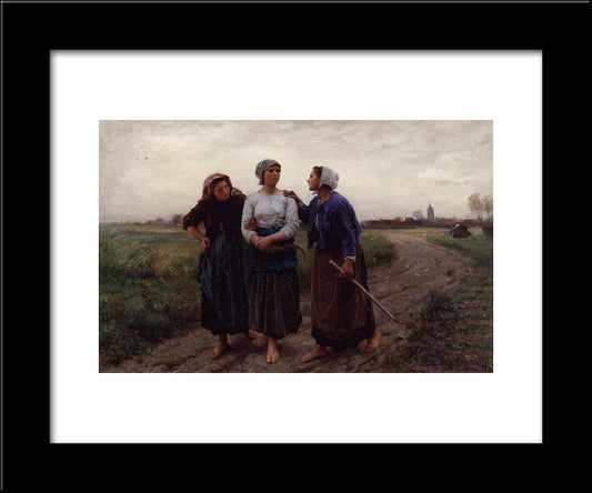 Setting Out For The Fields 20x24 Black Modern Wood Framed Art Print Poster by Breton, Jules