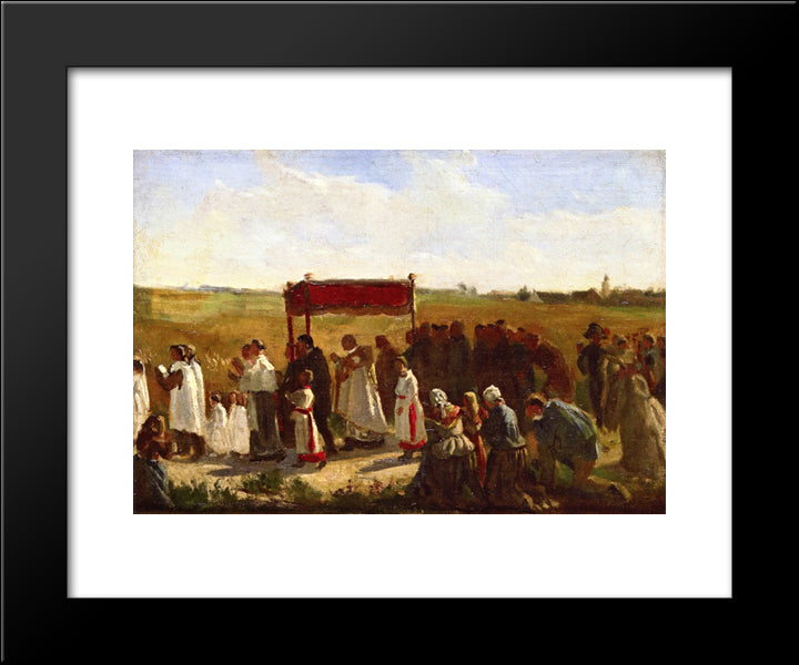 The Blessing Of The Wheat In Artois (Study) 20x24 Black Modern Wood Framed Art Print Poster by Breton, Jules