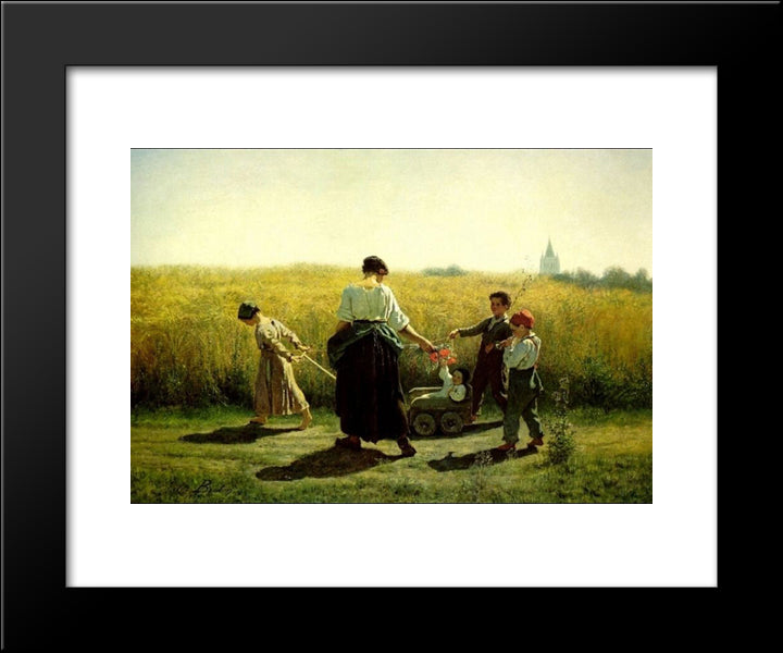 The Departure For The Fields 20x24 Black Modern Wood Framed Art Print Poster by Breton, Jules