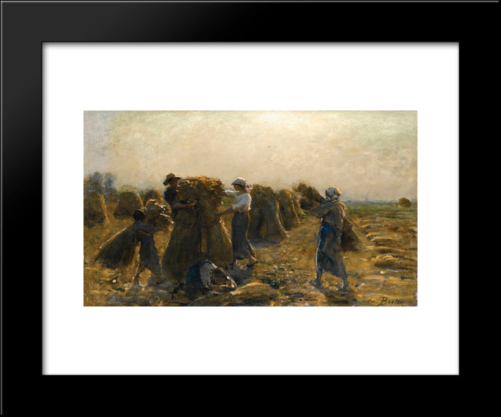 The Harvest 20x24 Black Modern Wood Framed Art Print Poster by Breton, Jules