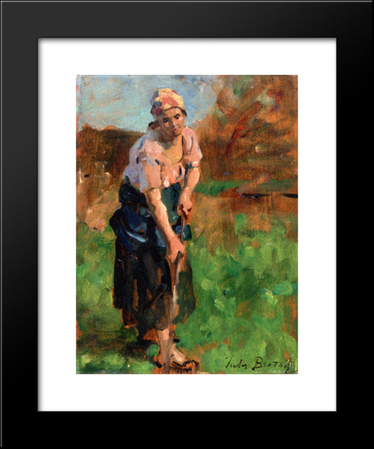The Hoe (Sketch For Springtime) 20x24 Black Modern Wood Framed Art Print Poster by Breton, Jules