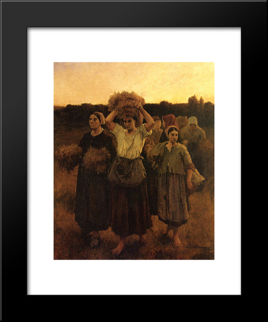 The Recall Of The Gleaners (Study) 20x24 Black Modern Wood Framed Art Print Poster by Breton, Jules