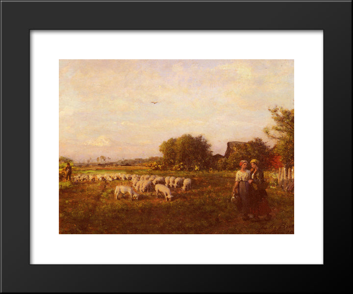 The Shepherd 20x24 Black Modern Wood Framed Art Print Poster by Breton, Jules