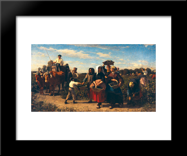 The Vintage At Chateau Lagrange 20x24 Black Modern Wood Framed Art Print Poster by Breton, Jules