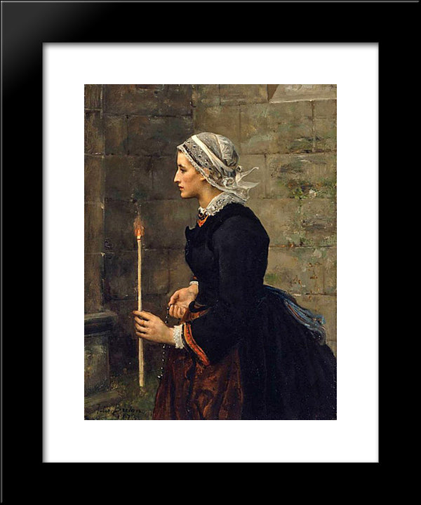 Woman With A Taper 20x24 Black Modern Wood Framed Art Print Poster by Breton, Jules