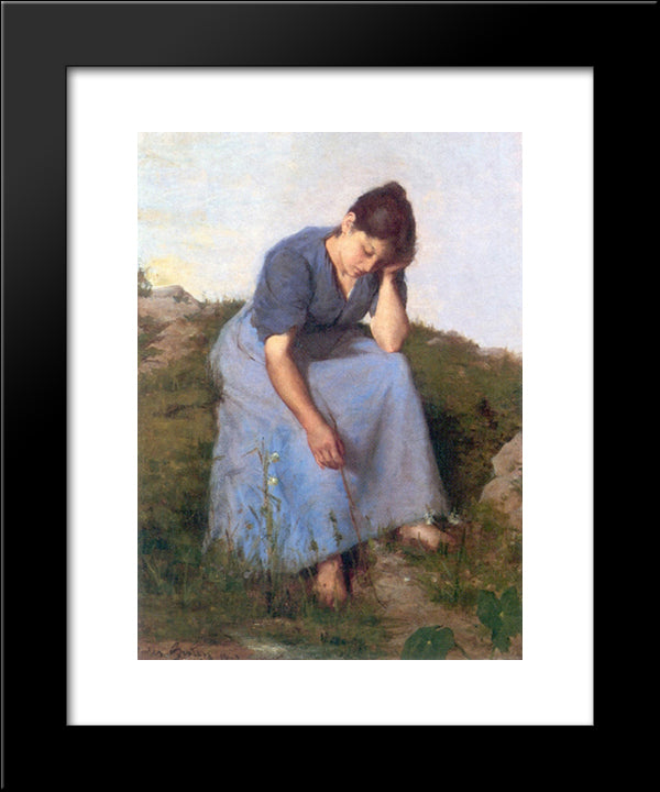 Young Woman In A Field 20x24 Black Modern Wood Framed Art Print Poster by Breton, Jules