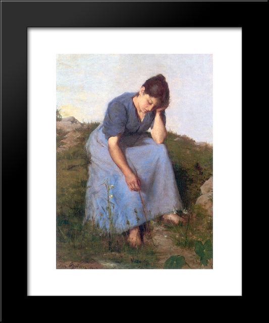 Young Woman In A Field 20x24 Black Modern Wood Framed Art Print Poster by Breton, Jules