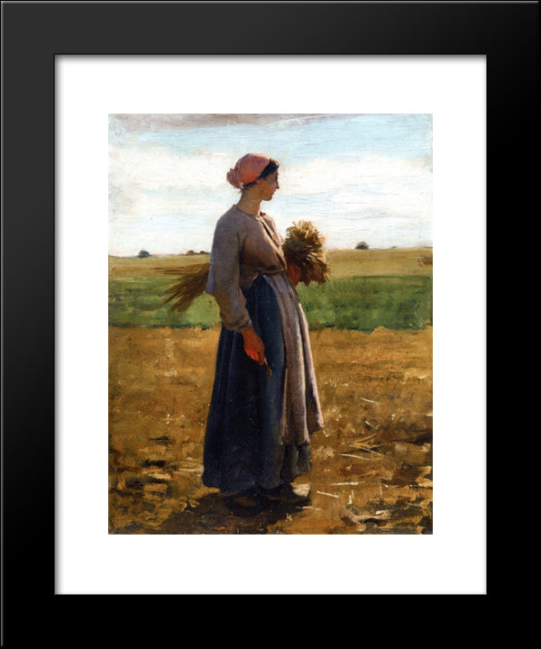 Young Woman In The Fields 20x24 Black Modern Wood Framed Art Print Poster by Breton, Jules
