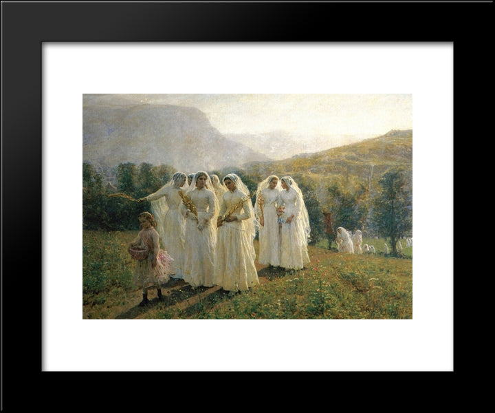 Young Women Going To A Procession 20x24 Black Modern Wood Framed Art Print Poster by Breton, Jules