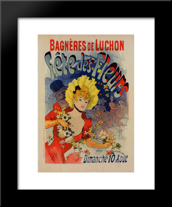 Bagneres De Luchon, Fetes Des Fleurs 20x24 Black Modern Wood Framed Art Print Poster by Cheret, Jules