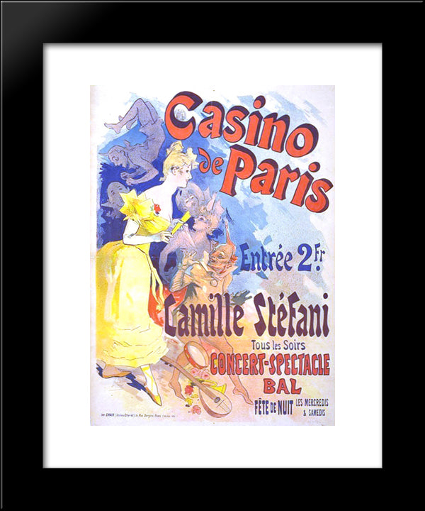 Casino De Paris, Camille Stefani 20x24 Black Modern Wood Framed Art Print Poster by Cheret, Jules