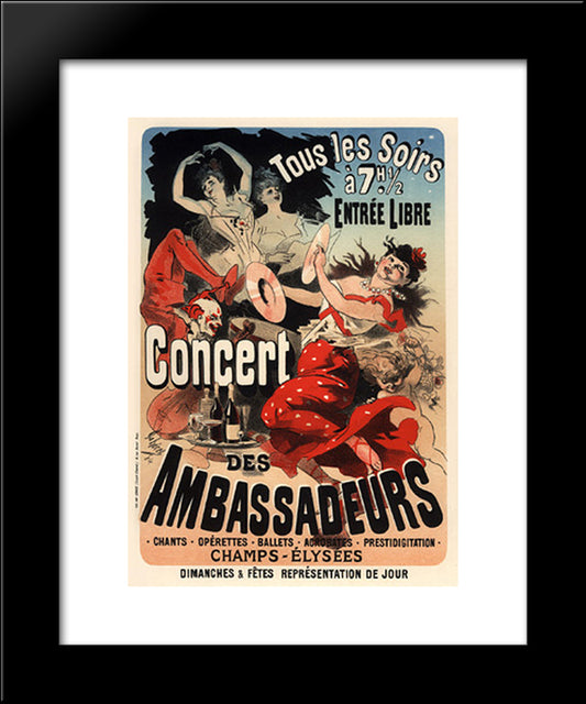 Concert Des Ambassadeurs, Champs-Elysees 20x24 Black Modern Wood Framed Art Print Poster by Cheret, Jules