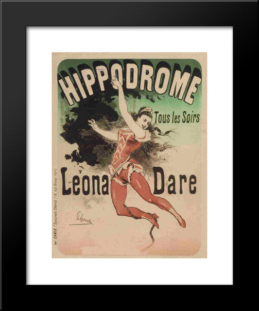 Hippodrome, Leona Dare 20x24 Black Modern Wood Framed Art Print Poster by Cheret, Jules