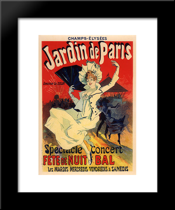 Jardin De Paris, Fete De Nuit Bal 20x24 Black Modern Wood Framed Art Print Poster by Cheret, Jules