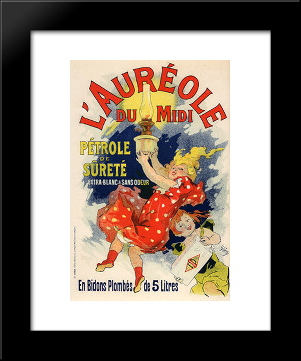 L´Aureole Du Midi, Petrole De Surete 20x24 Black Modern Wood Framed Art Print Poster by Cheret, Jules