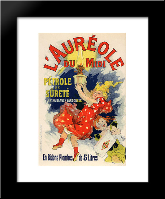 L´Aureole Du Midi, Petrole De Surete 20x24 Black Modern Wood Framed Art Print Poster by Cheret, Jules