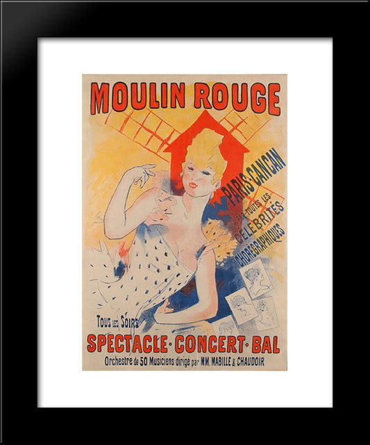 Moulin Rouge, Paris, Cancan 20x24 Black Modern Wood Framed Art Print Poster by Cheret, Jules