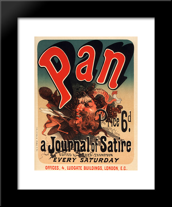 Pan, A Journal Of Satire 20x24 Black Modern Wood Framed Art Print Poster by Cheret, Jules