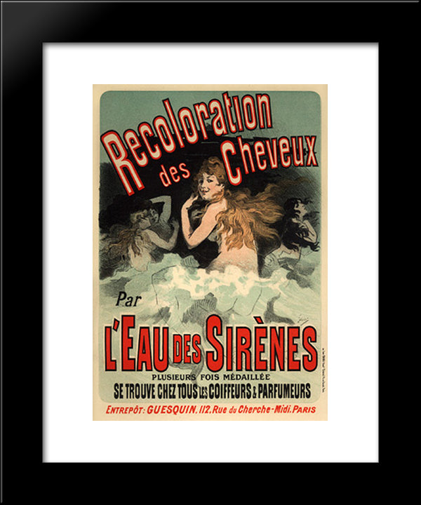 Recoloration Des Cheveux Par L'Eau Des Sirenes 20x24 Black Modern Wood Framed Art Print Poster by Cheret, Jules