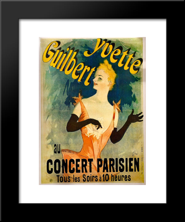 Yvette Guilbert 20x24 Black Modern Wood Framed Art Print Poster by Cheret, Jules