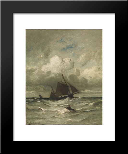 At Sea 20x24 Black Modern Wood Framed Art Print Poster by Dupre, Jules