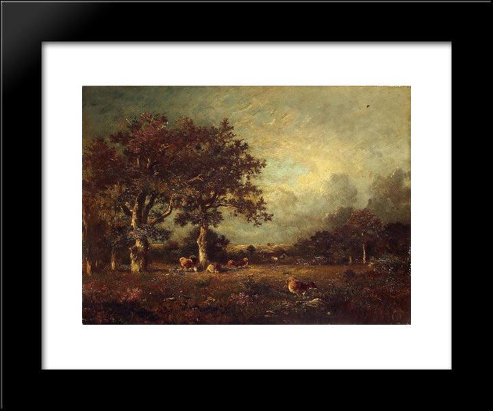 Landscape With Cows 20x24 Black Modern Wood Framed Art Print Poster by Dupre, Jules