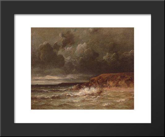 Marine Landscape (The Cape And Dunes Of Saint-Quentin) 20x24 Black Modern Wood Framed Art Print Poster by Dupre, Jules