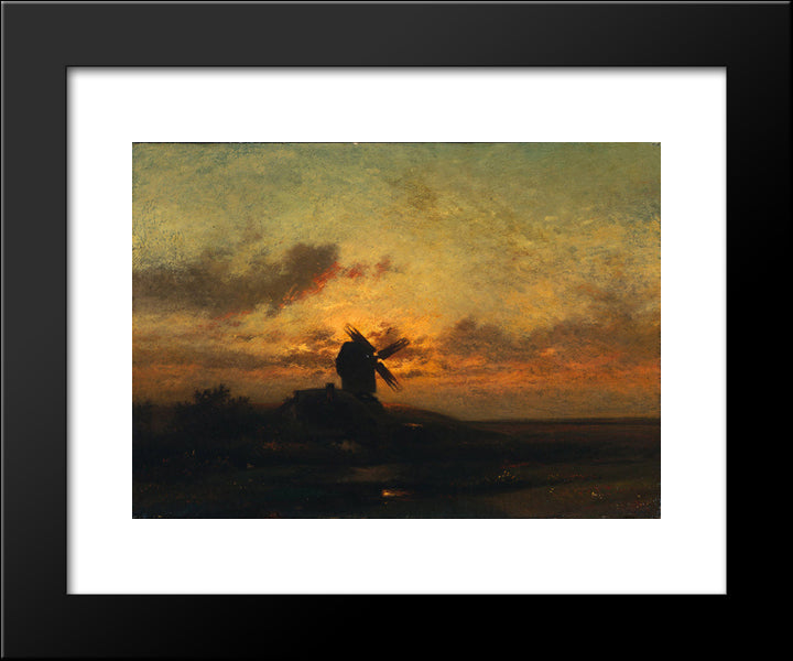 The Windmill 20x24 Black Modern Wood Framed Art Print Poster by Dupre, Jules