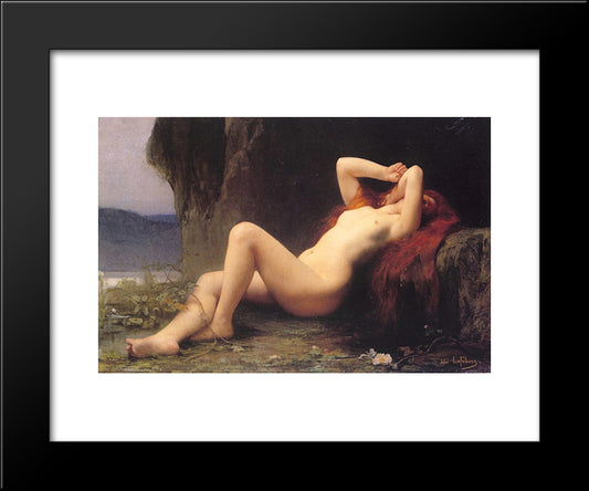 Mary Magdalene In The Cave 20x24 Black Modern Wood Framed Art Print Poster by Lefebvre, Jules Joseph